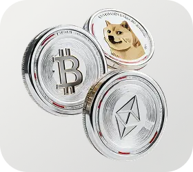 Digital coins illustrating cryptocurrency trading